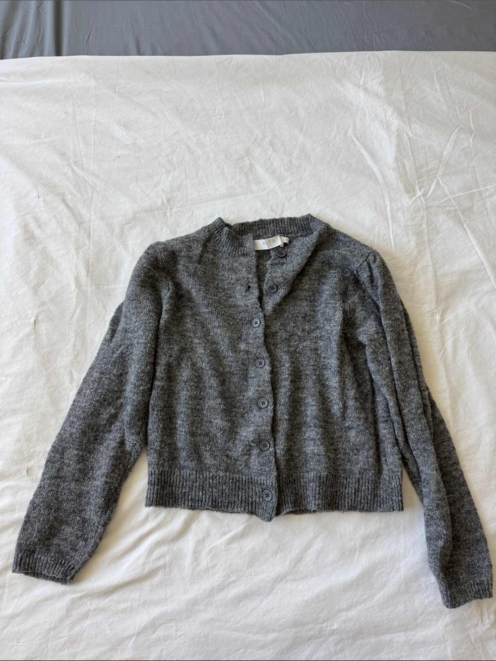 Astr Charcoal Button-Up Knit Cardigan
